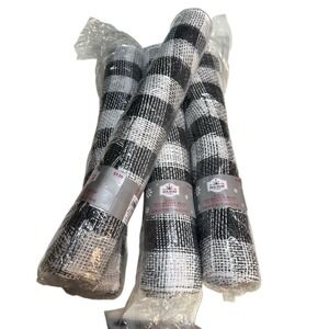 4 PCS Christmas Polypro BUFFALO CHECK DECO Mesh Ribbon Black & White 18x9''-NEW